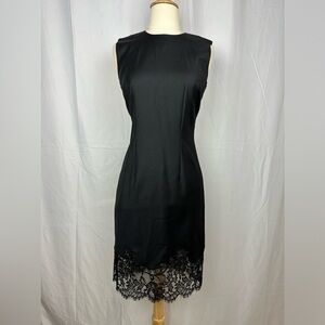 NWT Givenchy Black Sheath Cocktail Dress With Lace Hem Sz 36